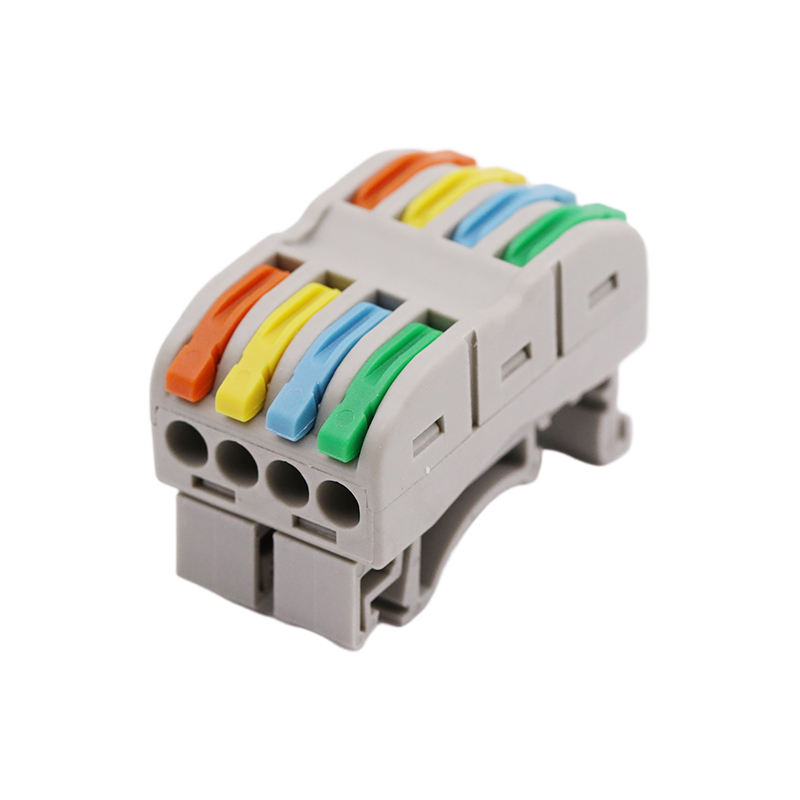 Conector rapid cu terminale pentru șină DIN colorat 4 în 4 ieșiri